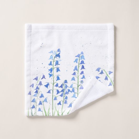 Waterverf bos Blauwbloemen Blauwe Bloemen Bad Handdoek (Wasdoekje)