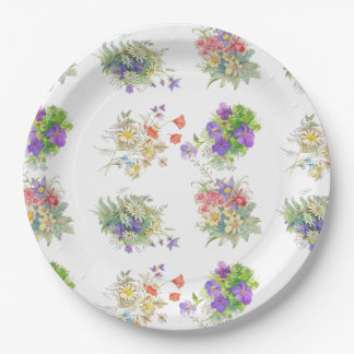 Waterverf bos bloemen patroon papieren bordje
