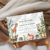 Waterverf bos bosdieren Baby shower Kaart