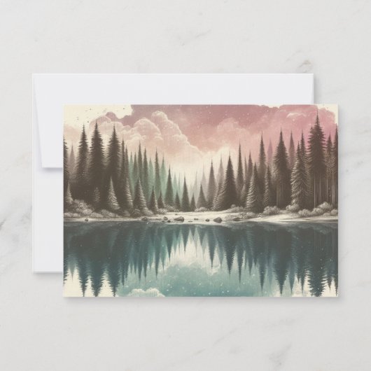 Waterverf Bos Bruiloft RSVP Kaartje (Achterkant)