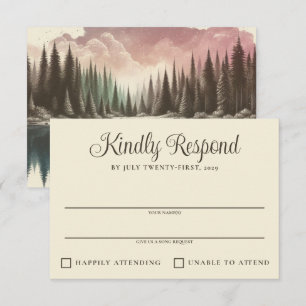 Waterverf Bos Bruiloft RSVP Kaartje