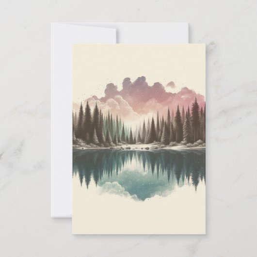 Waterverf Bos Bruiloft RSVP Kaartje (Achterkant)