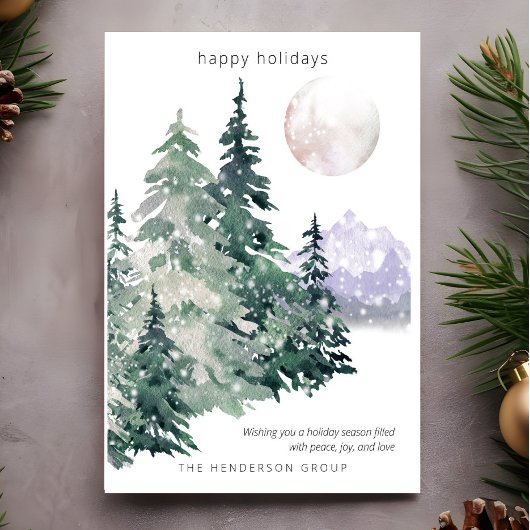 Waterverf Bos Business Christmas Happy Holiday Feestdagenkaart