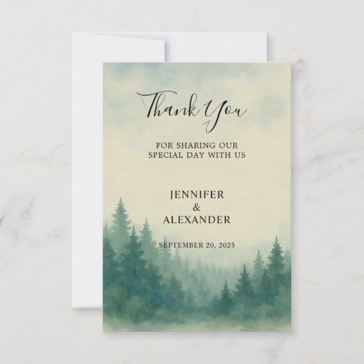 Waterverf bos Dank u foto trouwkaart Bedankkaart (Voorkant)