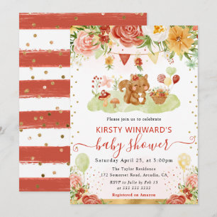 Waterverf Bos Eekhoorn Baby Shower Kaart