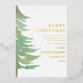 Waterverf bos elegante moderne rustieke foto folie feestdagenkaart (Voorkant)