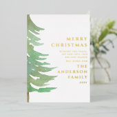 Waterverf bos elegante moderne rustieke foto folie feestdagenkaart (Staand Voorkant)