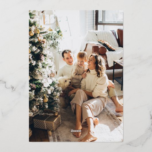 Waterverf bos elegante moderne rustieke foto folie feestdagenkaart (Achterkant)