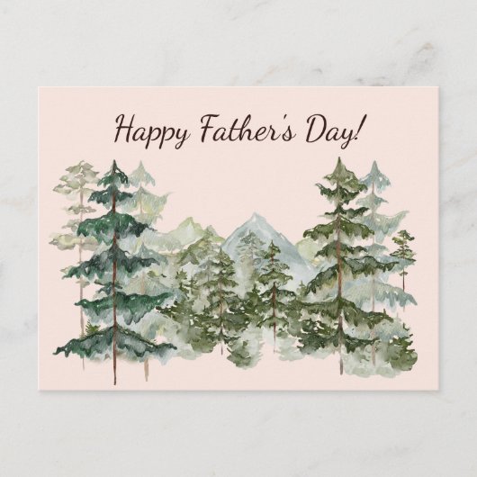 Waterverf Bos en berg Rustieke Vaders Dag Briefkaart (Voorkant)