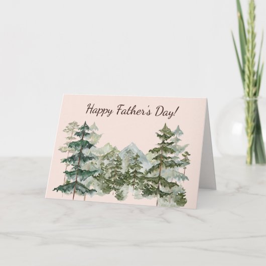 Waterverf Bos en berg Rustieke Vaders Dag Kaart (Voorkant)