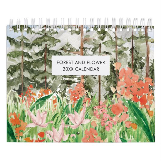 Waterverf bos en bloemen 2026 kalender (Hoes)