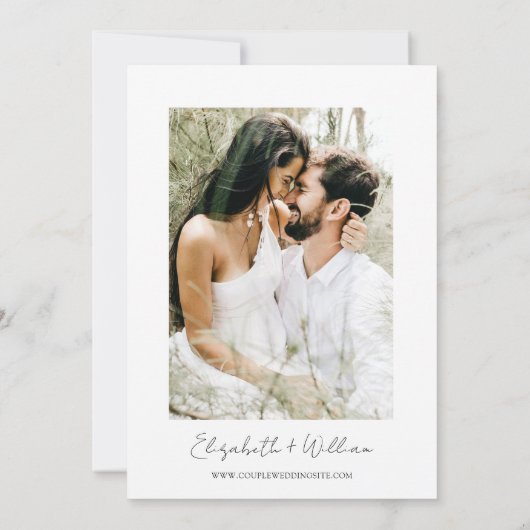 Waterverf Bos Evergreen Tree Wedding Foto Kaart (Achterkant)