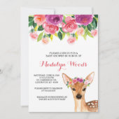 Waterverf bos Floral Deer Baby shower Invite Kaart (Voorkant)