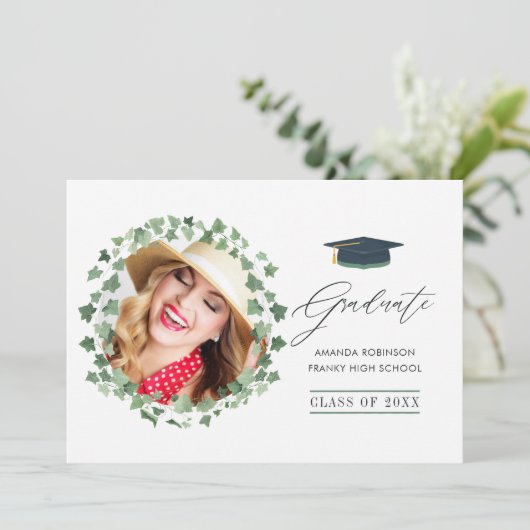 Waterverf Bos groen Afstuderen Aankondiging (Staand voorkant)