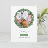 Waterverf bos groen bruiloft bedankkaart (Staand voorkant)