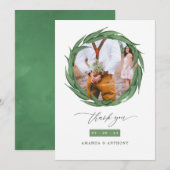 Waterverf bos groen bruiloft bedankkaart (Voorkant / Achterkant)