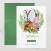 Waterverf Bos groen bruiloft foto Bedankkaart (Voorkant / Achterkant)