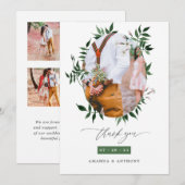 Waterverf Bos groen bruiloft foto collage Bedankkaart (Voorkant / Achterkant)