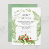 Waterverf Bos Groen Bruiloft Gast Details Informatiekaartje (Voorkant / Achterkant)