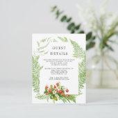 Waterverf Bos Groen Bruiloft Gast Details Informatiekaartje (Staand voorkant)