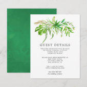 Waterverf Bos Groen Bruiloft Gast Details Informatiekaartje (Voorkant / Achterkant)