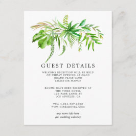 Waterverf Bos Groen Bruiloft Gast Details Informatiekaartje