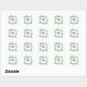 Waterverf bos groen bruiloft monogram vierkante sticker (Vel)