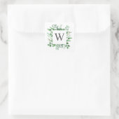 Waterverf bos groen bruiloft monogram vierkante sticker (Tas)