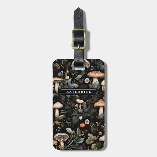 Waterverf Bos groen Paddenstoelen Herfst Bagagelabel (Voorkant verticaal)