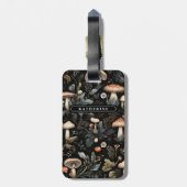 Waterverf Bos groen Paddenstoelen Herfst Bagagelabel (Achterkant verticaal)