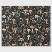 Waterverf Bos groen Paddenstoelen Herfst Cadeaupapier (Vlak)
