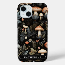 Waterverf Bos groen Paddenstoelen Herfst iPhone 15 Case