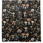 Waterverf Bos groen Paddenstoelen Herfst Douchegordijn (Voorkant)