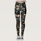 Waterverf Bos groen Paddenstoelen Herfst Leggings (Voorkant)