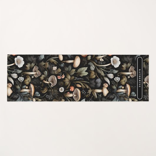 Waterverf Bos groen Paddenstoelen Herfst Yogamat (Voorkant (horizontaal))