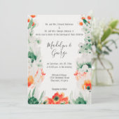 Waterverf Bos Groen, Sinaasappel, Witte Bruiloft Kaart (Staand voorkant)