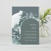 Waterverf Bos Groene dennenbomen Bruiloft Kaart (Staand voorkant)