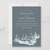 Waterverf Bos Groene dennenbomen Bruiloft Kaart (Voorkant)