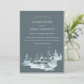 Waterverf Bos Groene dennenbomen Bruiloft Kaart (Staand voorkant)