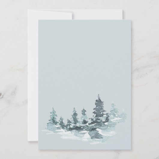 Waterverf Bos Groene dennenbomen Bruiloft Kaart (Achterkant)