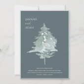 Waterverf Bos Groene dennenbomen Bruiloft Kaart (Voorkant)