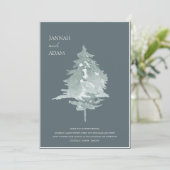 Waterverf Bos Groene dennenbomen Bruiloft Kaart (Staand voorkant)