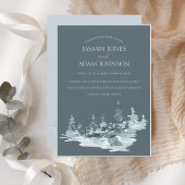 Waterverf Bos Groene dennenbomen Bruiloft Kaart