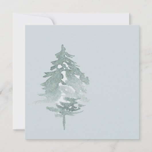 Waterverf Bos Groene dennenbomen Bruiloft Save The Date (Achterkant)