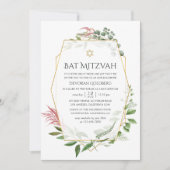 Waterverf Bos Herbarium Geometrische Bat Mitzvah Kaart (Voorkant)