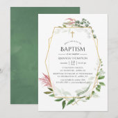 Waterverf Bos Herbarium Geometrische doop Kaart (Voorkant / Achterkant)