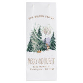 Waterverf Bos Kerst Wijn Cadeautas (Achterkant)