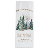 Waterverf Bos Kerst Wijn Cadeautas (Voorkant)