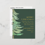 Waterverf-bos kerstfeestdag folie feestdagen briefkaart<br><div class="desc">Een elegant,  natuur met het thema vakantieontwerp. Een deel van een collectie. Met elegante tekst en een mooi waterverf bosontwerp.</div>