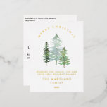 Waterverf-bos kerstfeestdag folie feestdagen briefkaart<br><div class="desc">Een elegant,  natuur met het thema vakantieontwerp. Een deel van een collectie. Met elegante tekst en een mooi waterverf bosontwerp.</div>
